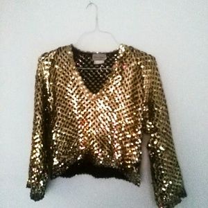 Vintage disco sequins sparkly top Christmas gift,